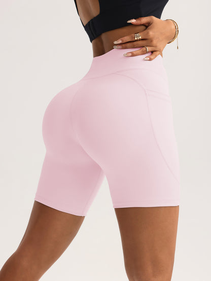 High Waist Biker Shorts with Pockets