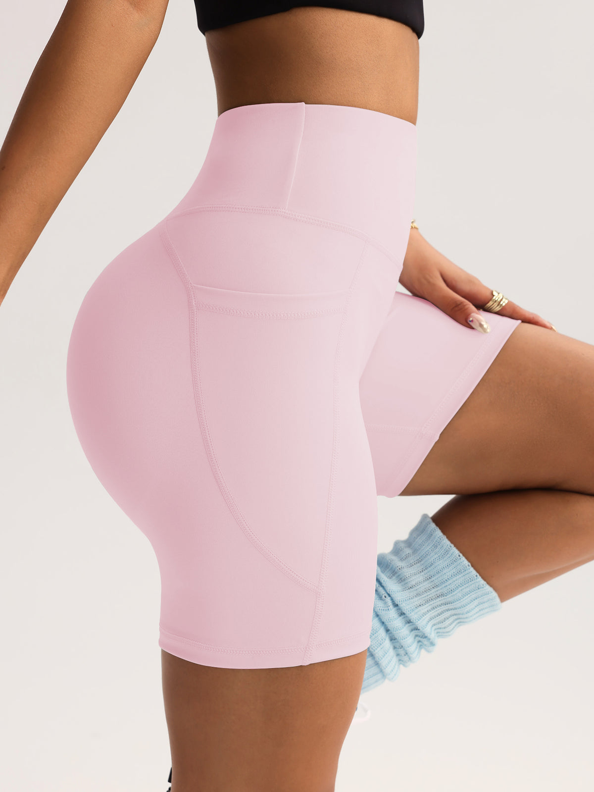 High Waist Biker Shorts with Pockets