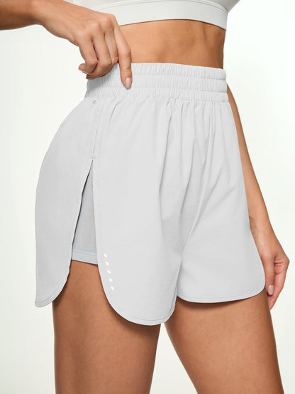 High Waist 2-in-1 Running Shorts with Zipper Pocket