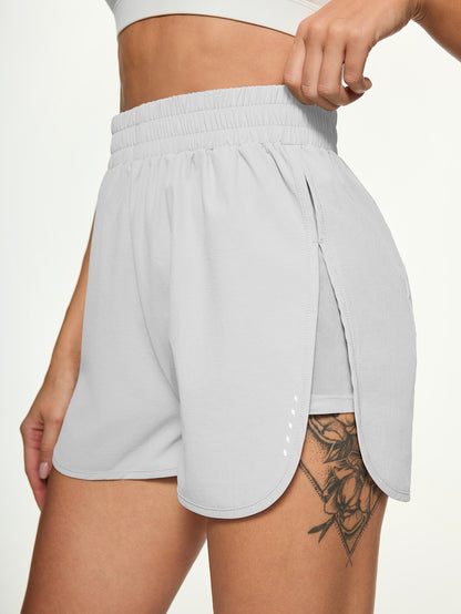 High Waist 2-in-1 Running Shorts with Zipper Pocket